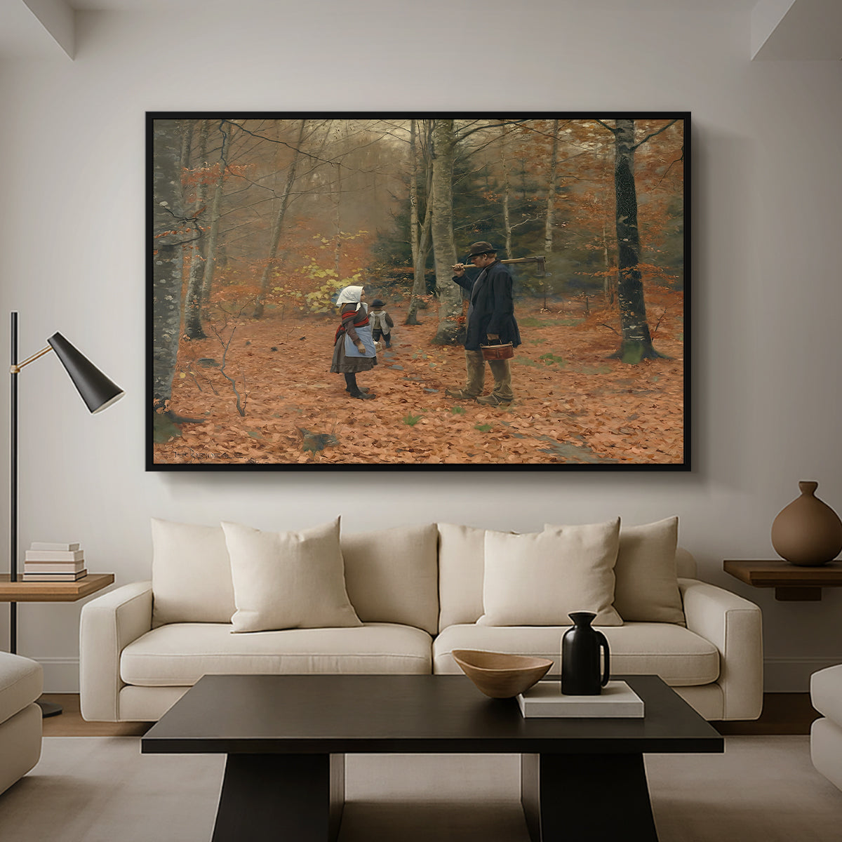 The Woodman and his Children, 1886 - Floater Framed Canvas Print