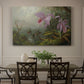 Canvas art print featuring two hummingbirds perched on branch with foliage, showcased as a statement wall artwork