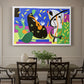Canvas art print featuring an abstract composition with musician-like figure and shapes, showcased as a statement wall artwork
