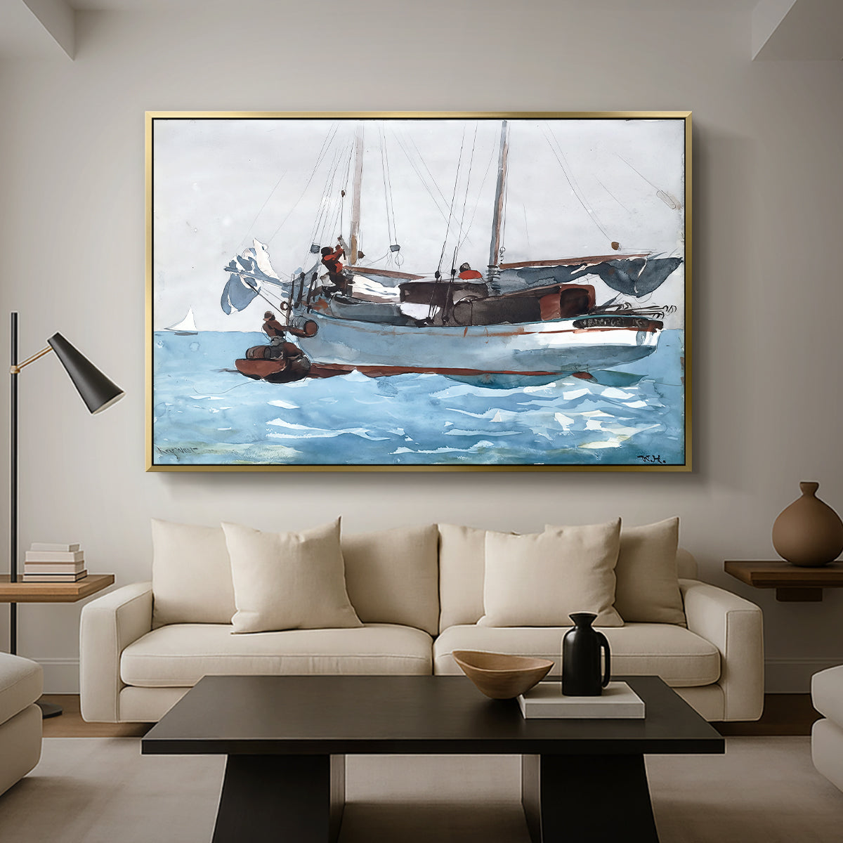 Taking on Wet Provisions, 1903 - Floater Framed Canvas Print