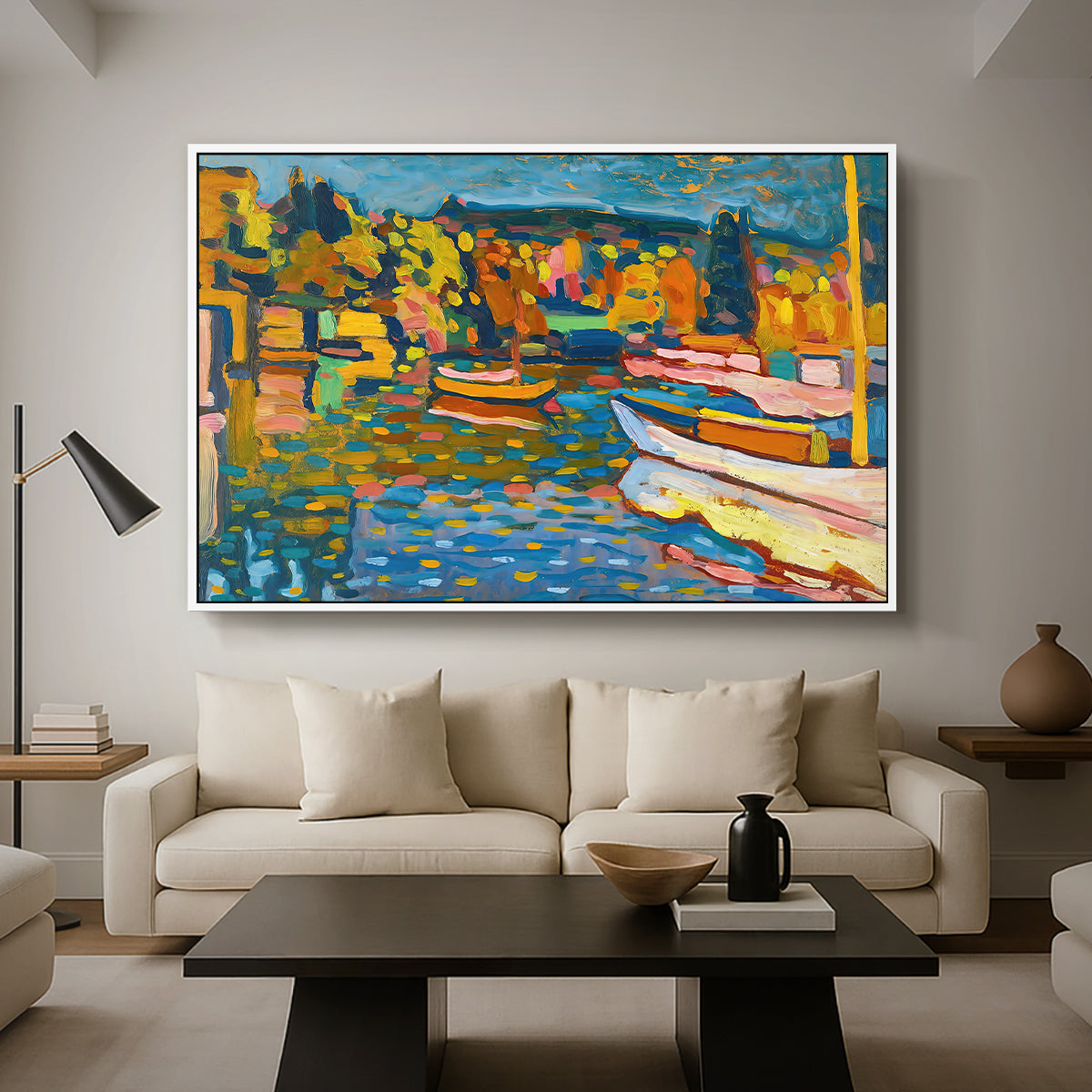 Study for Autumn Landscape with Boats, 1908 - Floater Framed Canvas Print