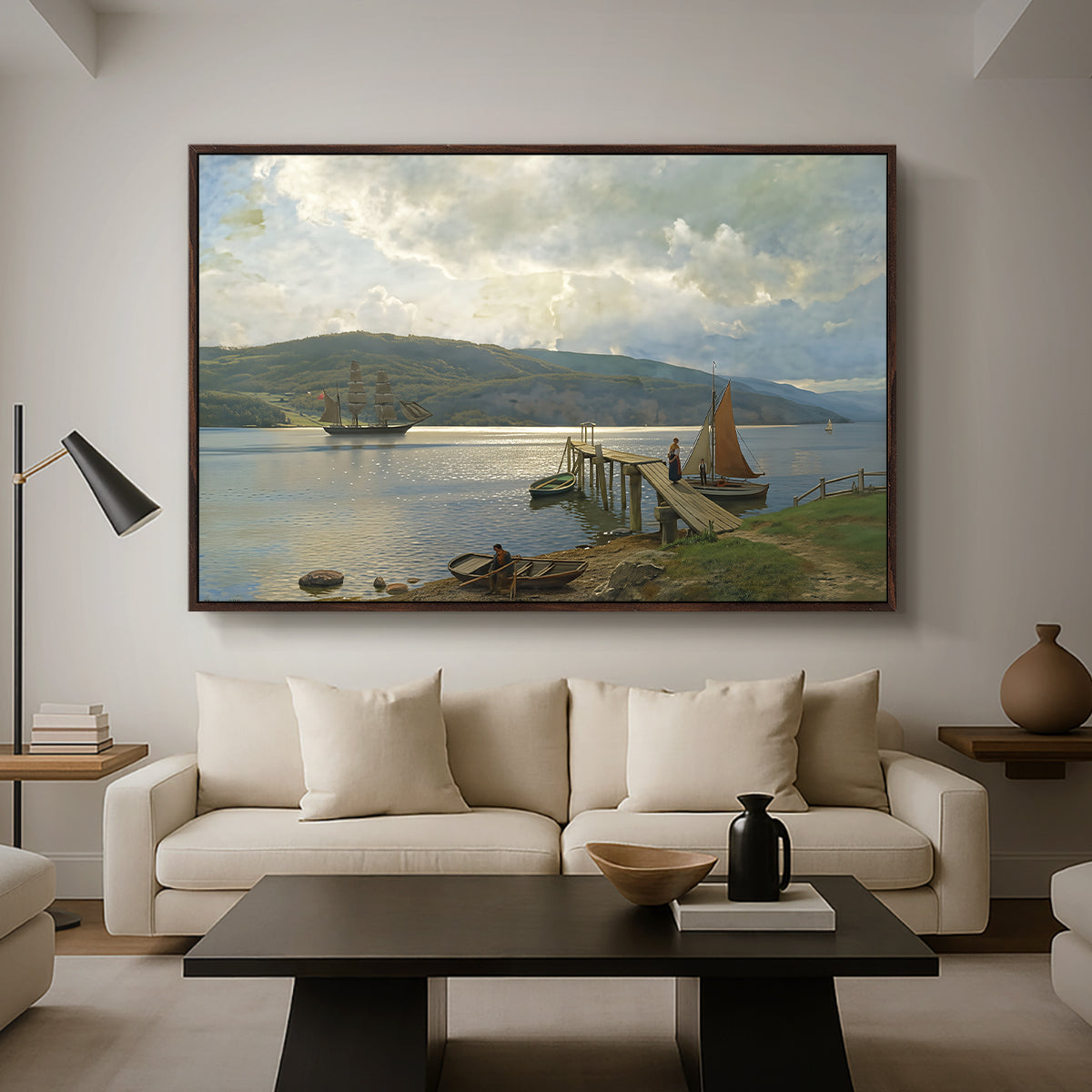 The Jetty at Feste near Moss, 1898 - Floater Framed Canvas Print