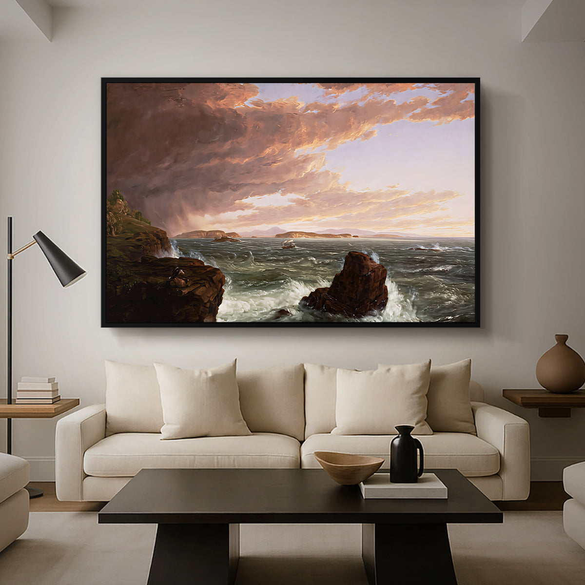 Views Across Frenchman's Bay from Mt. Desert Island, After a Squall, 1845 - Floater Framed Canvas Print