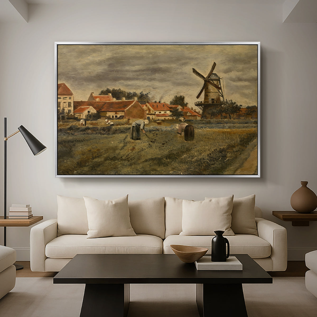 The Potato Harvest, c. 1875 - Floater Framed Canvas Print