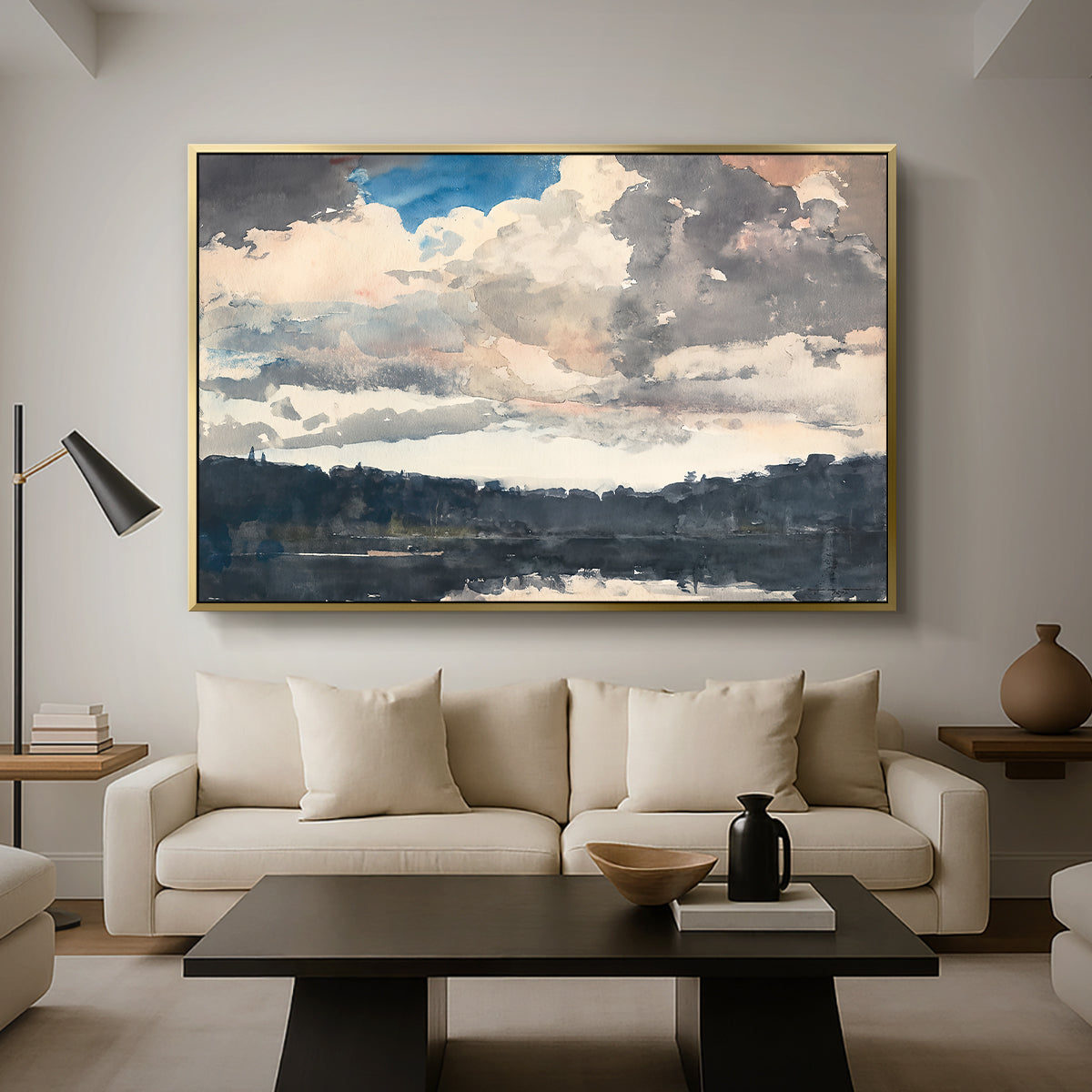 The Lone Boat, North Woods Club, Adirondacks, 1892 - Floater Framed Canvas Print