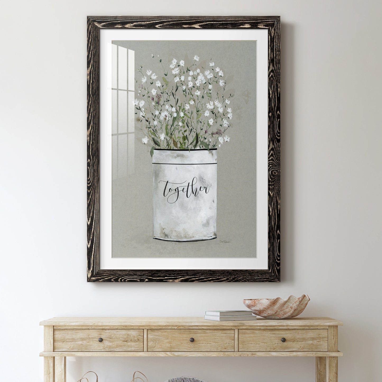 Bouquet of Grace Bucket Together - Premium Framed Print - Distressed Barnwood Frame - Ready to Hang