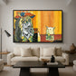 Woman Yelling at a Cat Meme (Picasso Parody) - Floater Framed Canvas Print