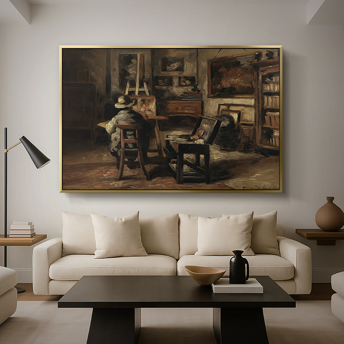 The Studio of Ferdinand De Braekeleer I, Father of the Painter, c. 1873-1885 - Floater Framed Canvas Print