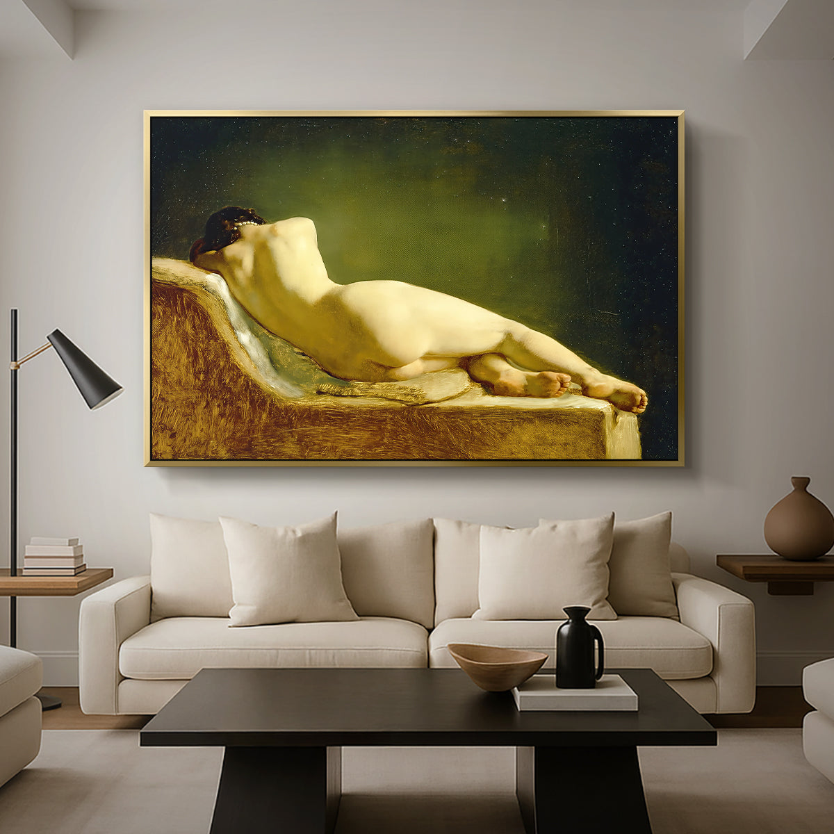 Reclining Nude (Liggende model), 1833 - Floater Framed Canvas Print