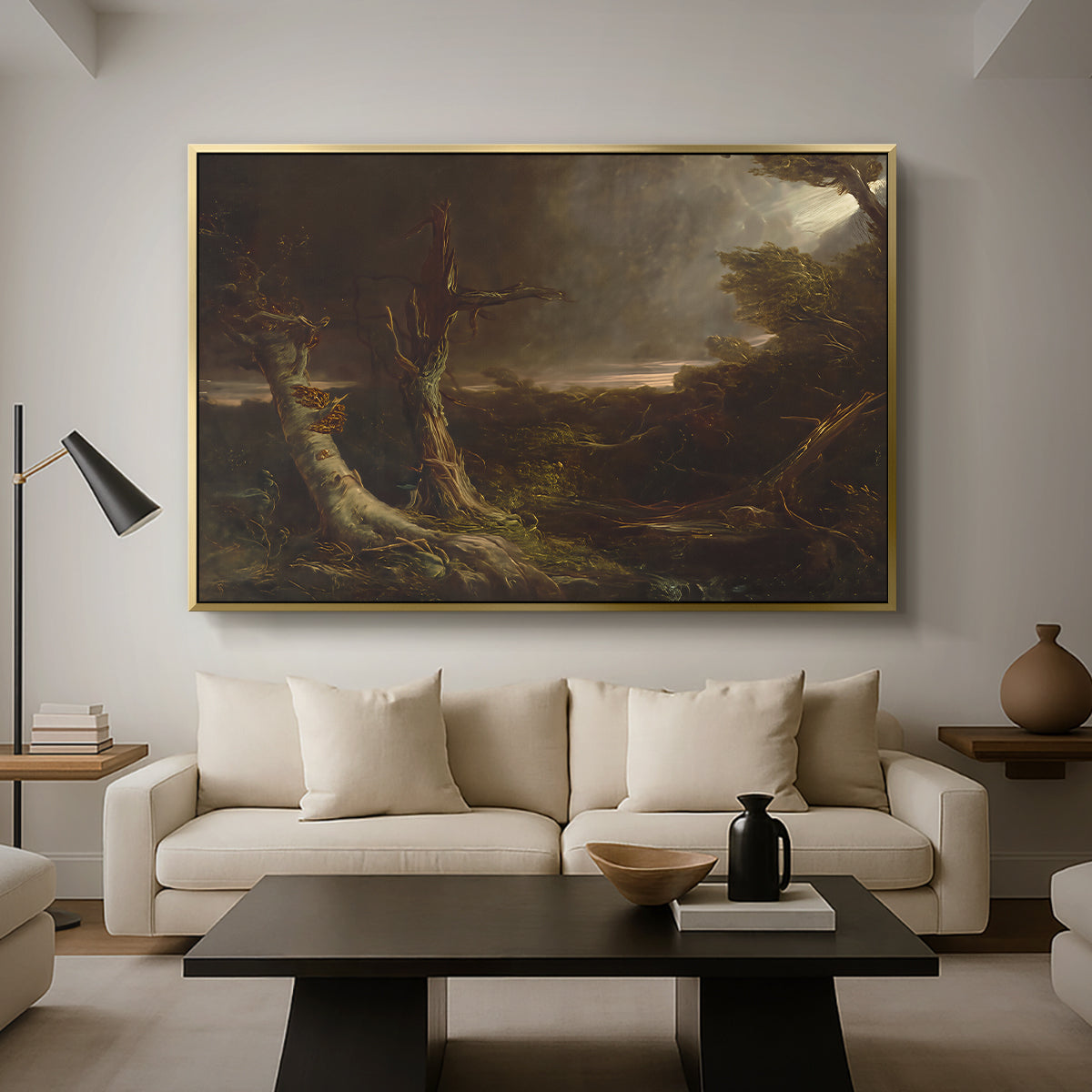 Tornado in an American Forest, 1835 - Floater Framed Canvas Print