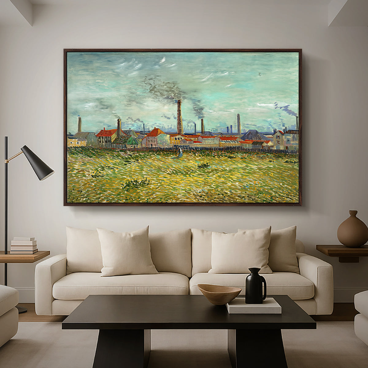 Factories at Clichy, 1887 - Floater Framed Canvas Print