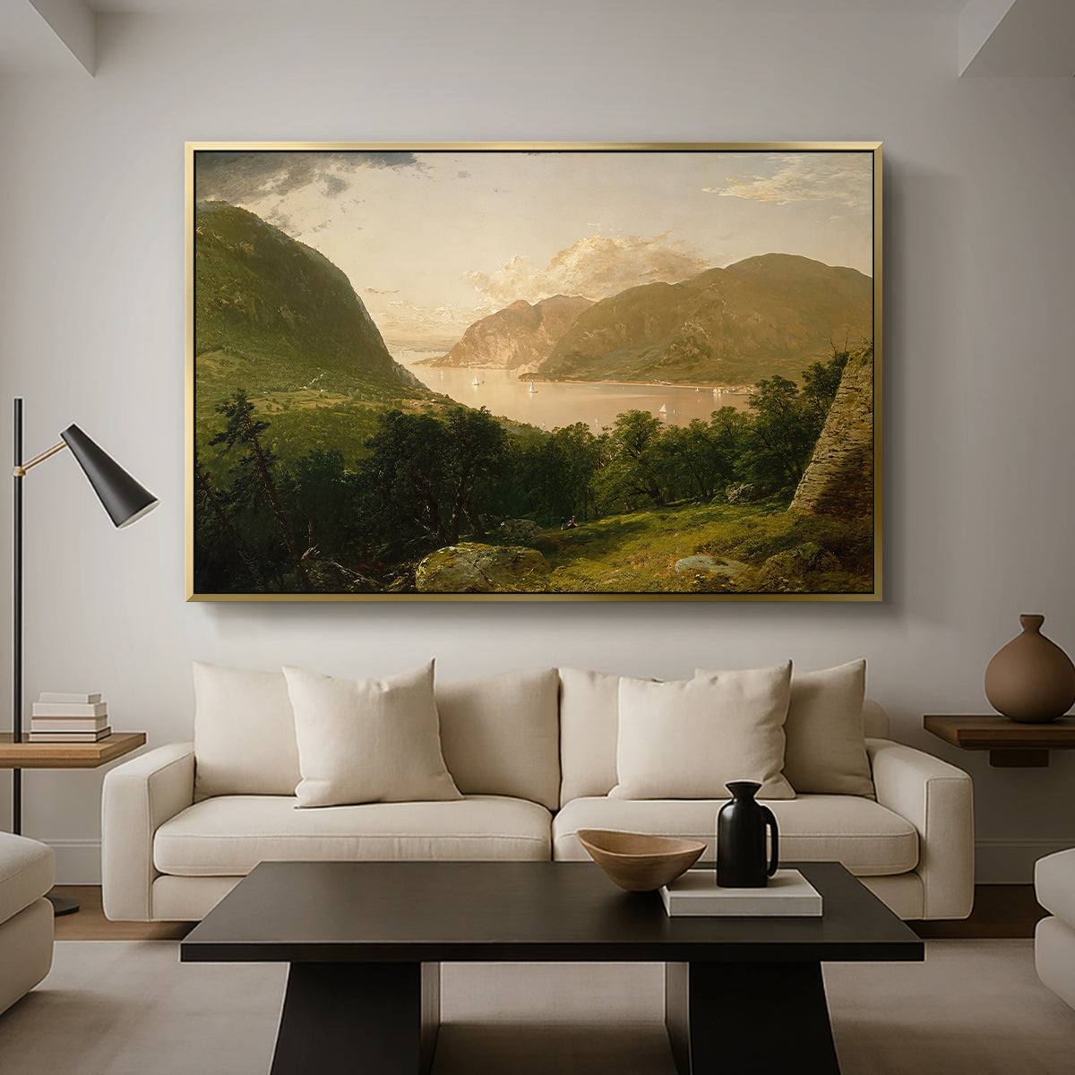 Hudson River Scene, 1857 - Floater Framed Canvas Print