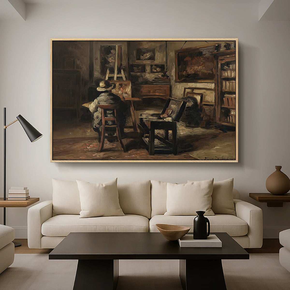 The Studio of Ferdinand De Braekeleer I, Father of the Painter, c. 1873-1885 - Floater Framed Canvas Print