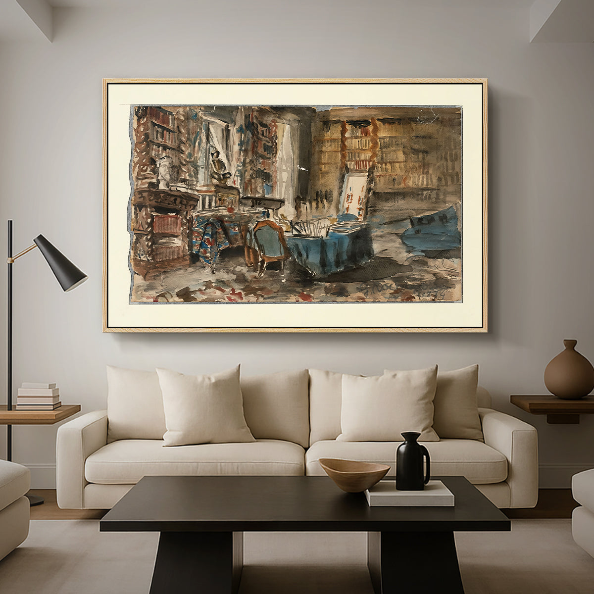 Cabinet de Flaubert à Croisset, 1874 - Floater Framed Canvas Print