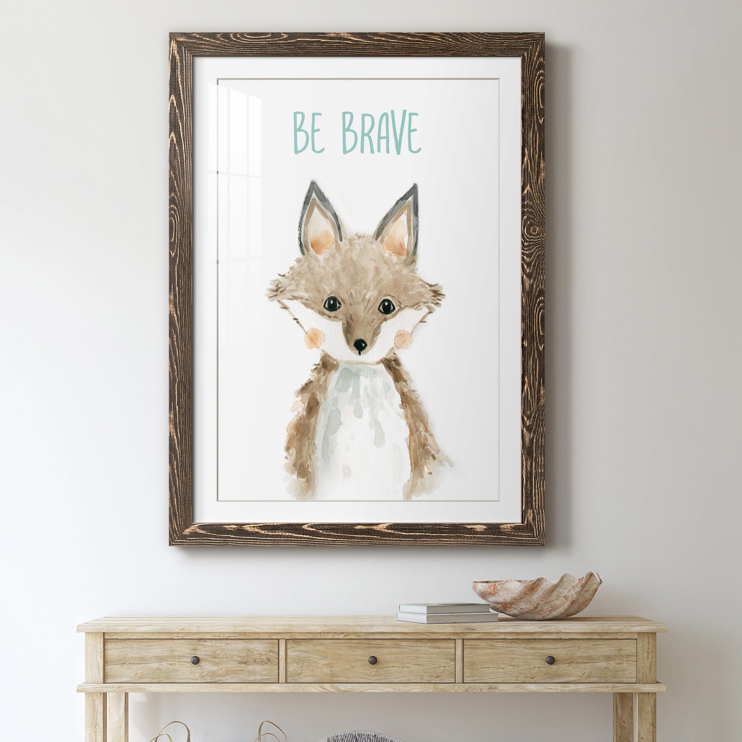 Be Brave Fox - Premium Framed Print - Distressed Barnwood Frame - Ready to Hang