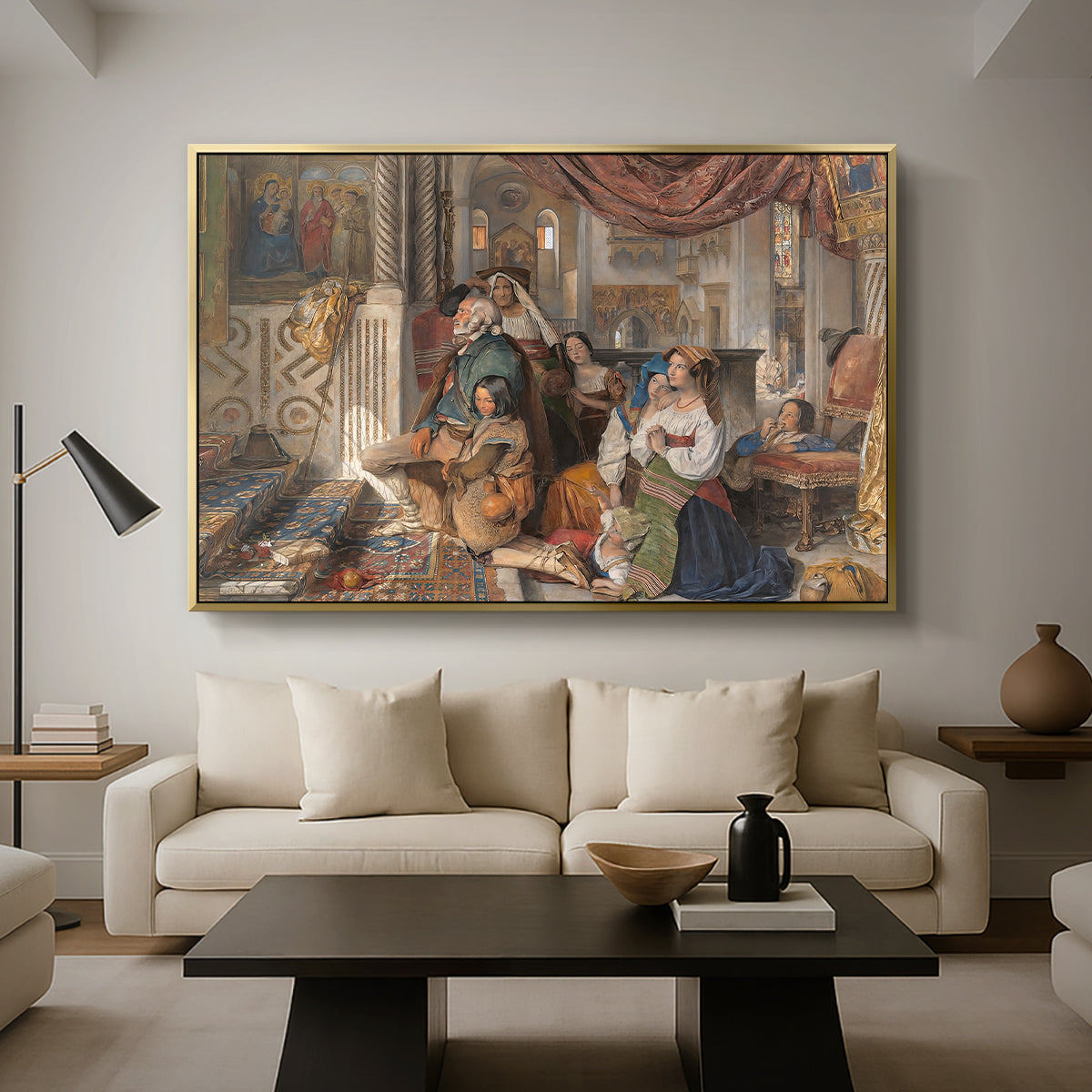Roman Pilgrims, 1854 - Floater Framed Canvas Print