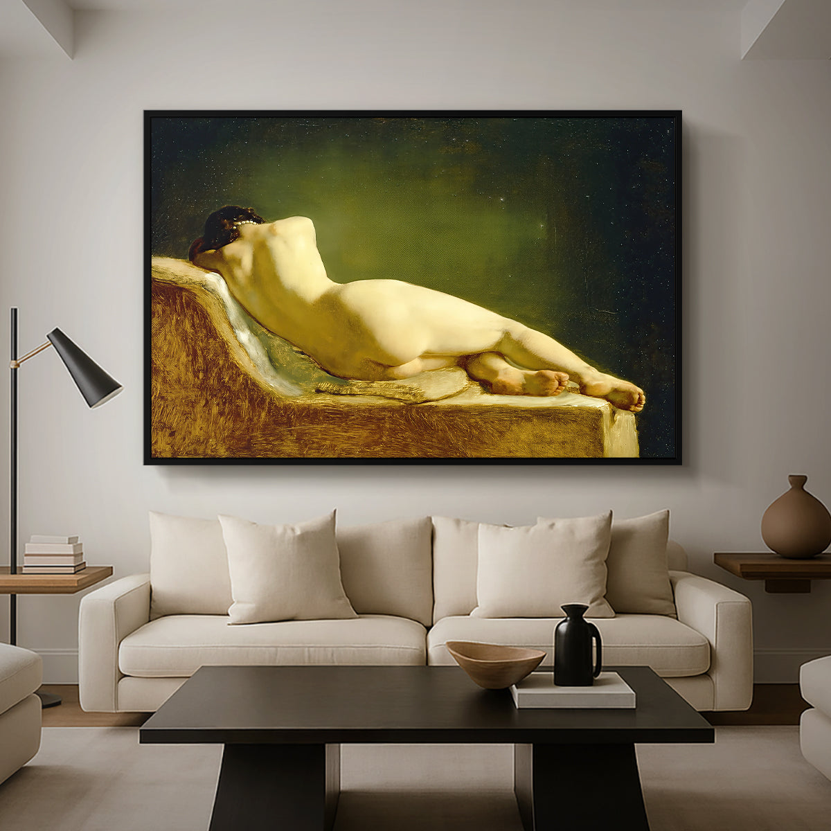 Reclining Nude (Liggende model), 1833 - Floater Framed Canvas Print