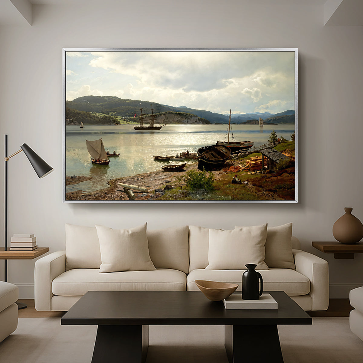 By the Water, 1876 - Floater Framed Canvas Print