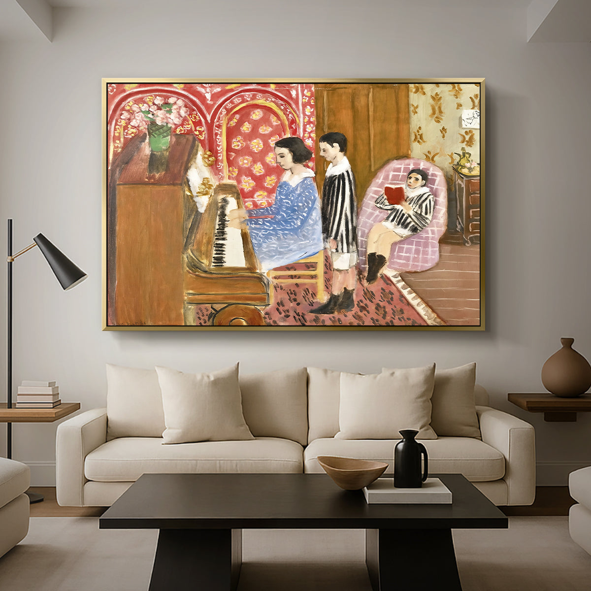 The Piano Lesson, 1923 - Floater Framed Canvas Print