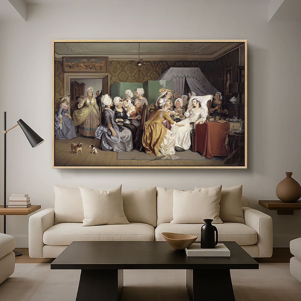 The Maternity Room (Scene from "Barselstuen"), 1845 - Floater Framed Canvas Print