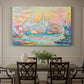 Canvas art print featuring a harbor with city skyline and boats, showcased as a statement wall artwork