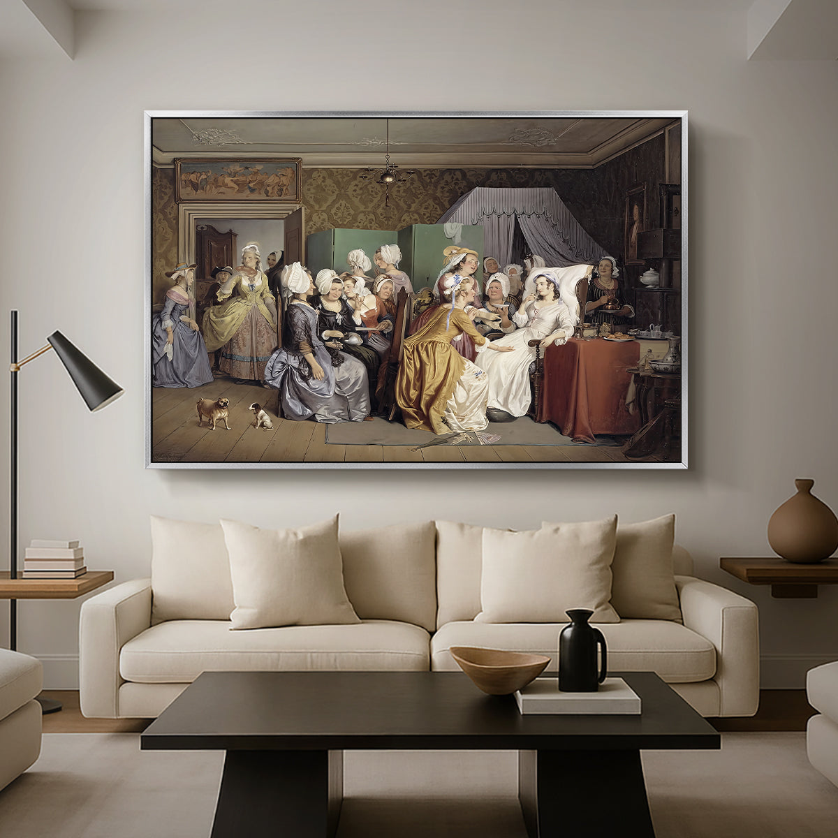 The Maternity Room (Scene from "Barselstuen"), 1845 - Floater Framed Canvas Print