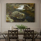 Canvas art print featuring a small pond beside mill surrounded by trees and greenery, showcased as a statement wall artwork