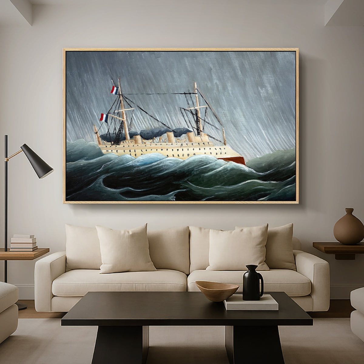 A Ship in the Storm, c. 1899 - Floater Framed Canvas Print