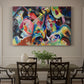 Canvas art print featuring a chaotic abstract composition with dense overlapping colors and forms suggesting turbulent motion, showcased as a statement wall artwork