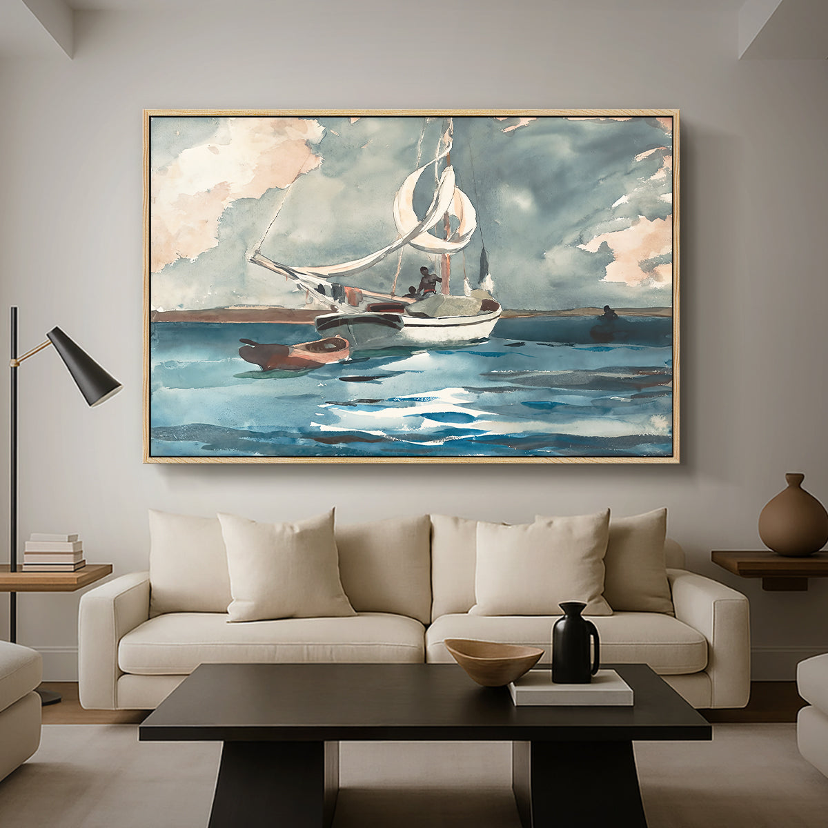 Sloop, Nassau, 1899 - Floater Framed Canvas Print
