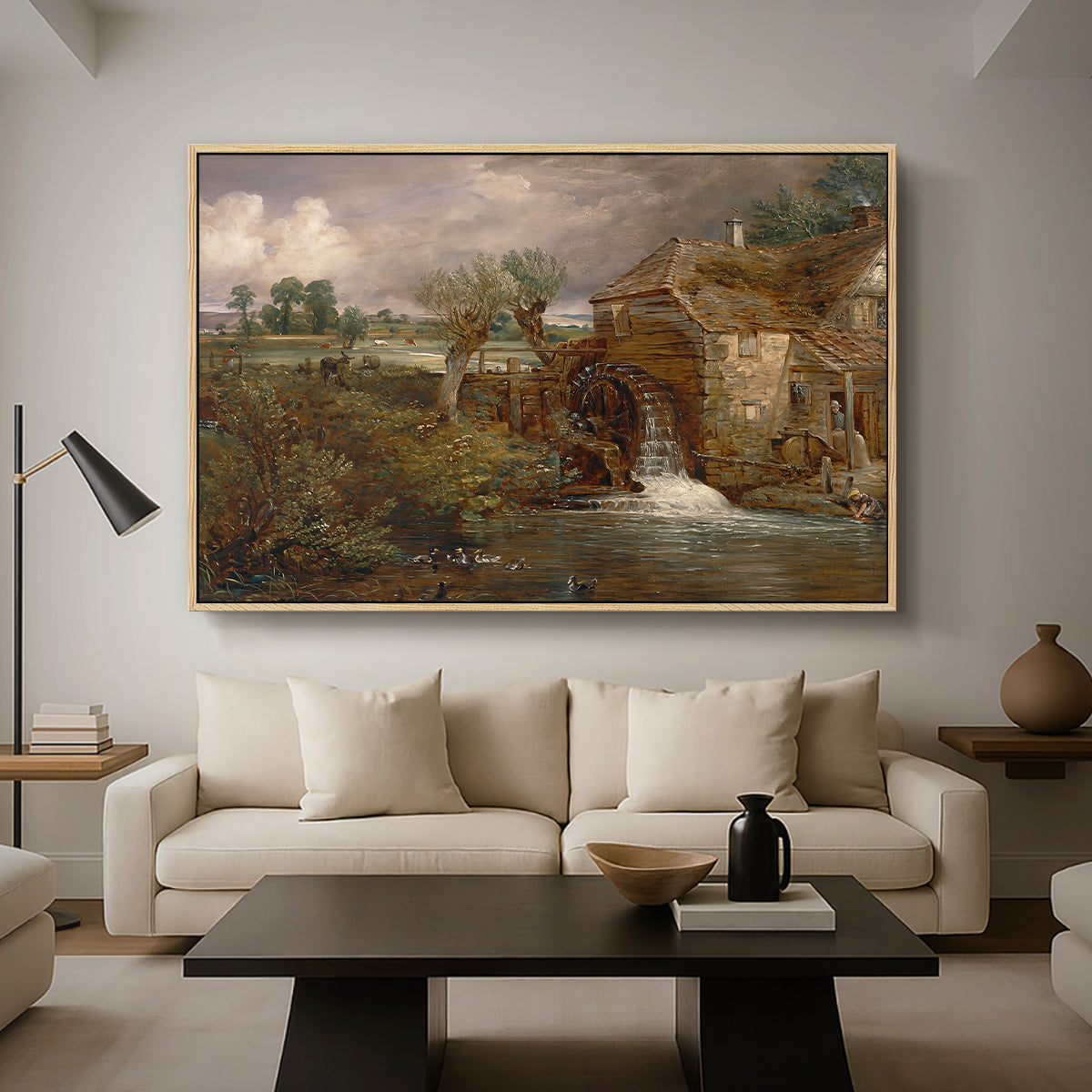 Parham Mill, Gillingham, 1826 - Floater Framed Canvas Print