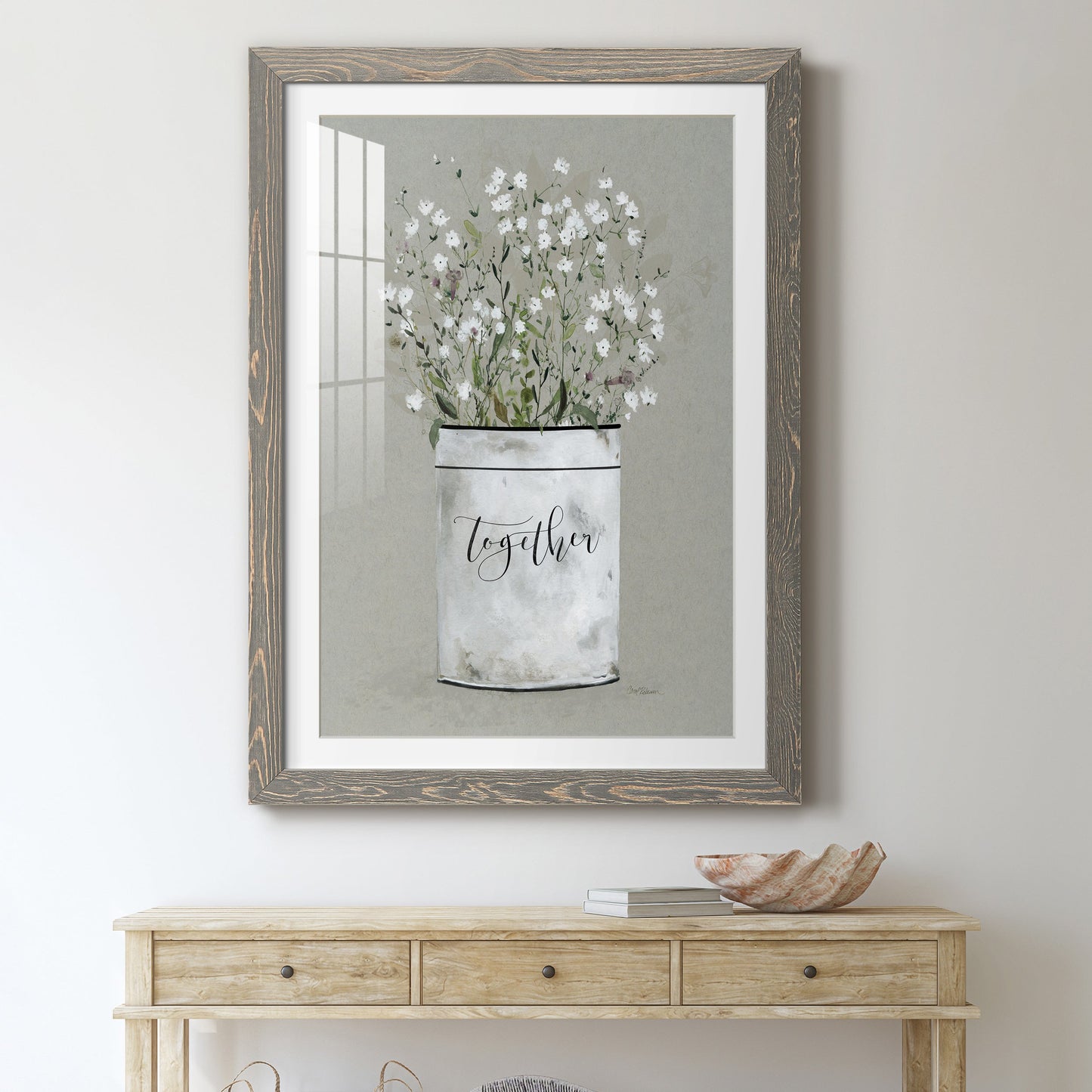 Bouquet of Grace Bucket Together - Premium Framed Print - Distressed Barnwood Frame - Ready to Hang