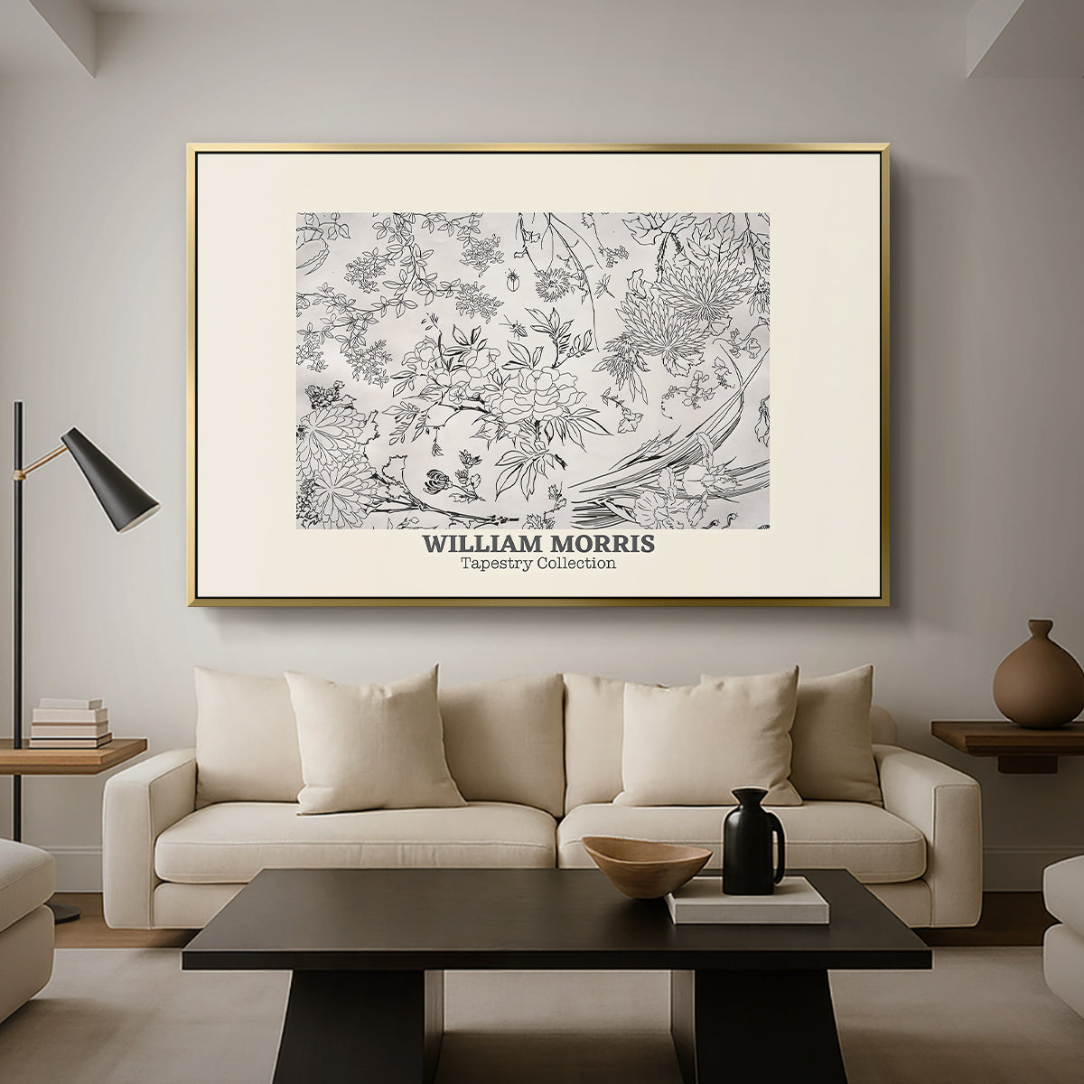 Fleurs, 1866 (Morris Inspired) - Floater Framed Canvas Print