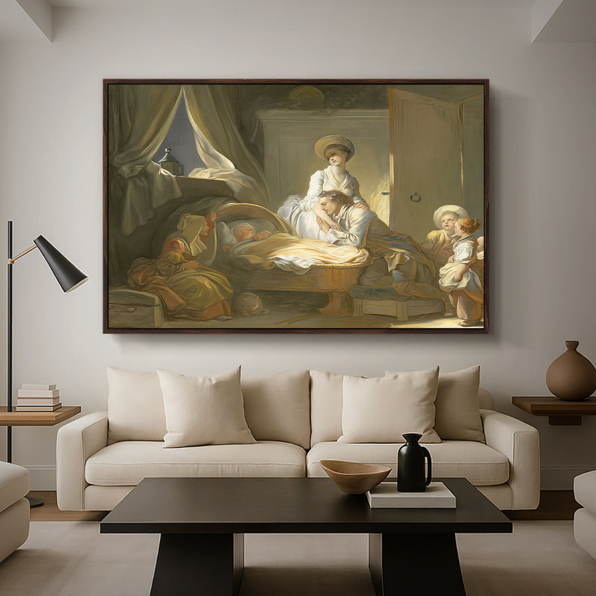 The Visit to the Nursery, c. 1775 - Floater Framed Canvas Print