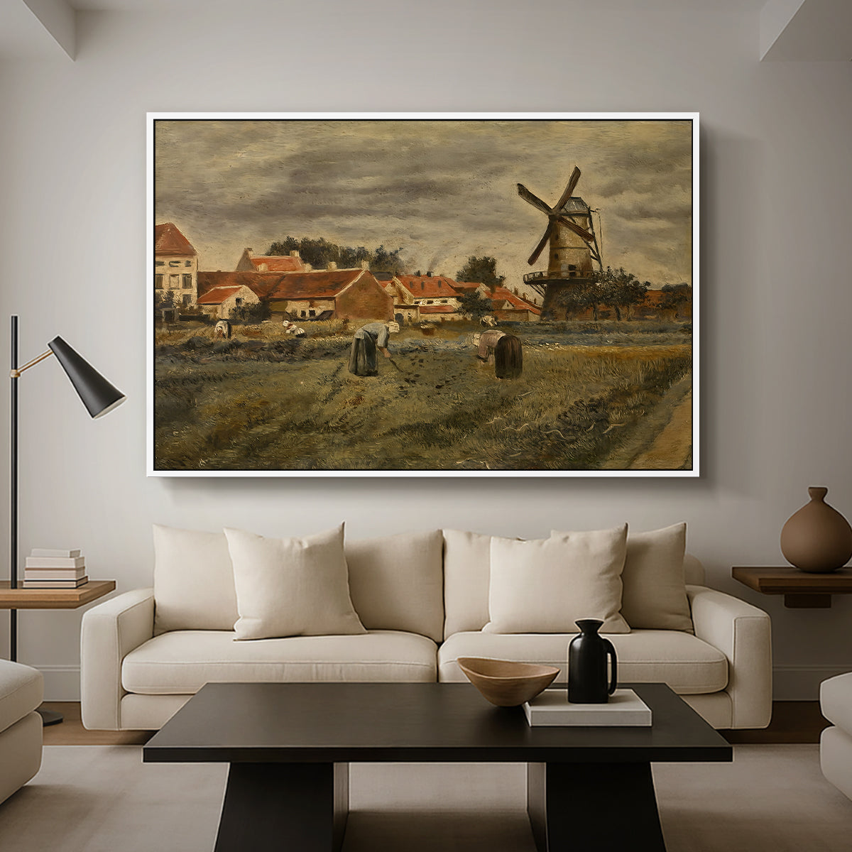 The Potato Harvest, c. 1875 - Floater Framed Canvas Print