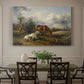 Canvas art print featuring two horses grazing in open pasture, showcased as a statement wall artwork