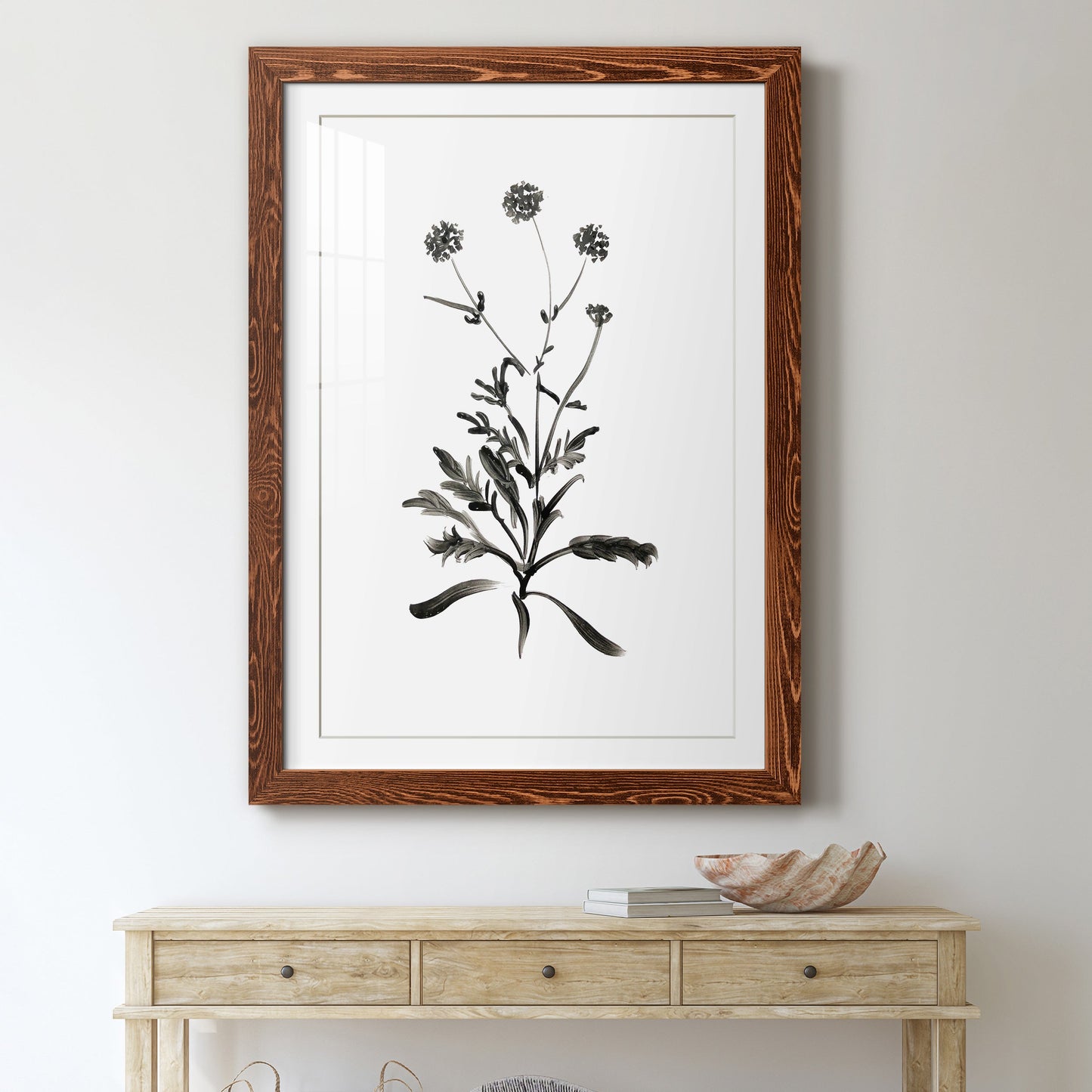 Inky Botanical I - Premium Framed Print - Distressed Barnwood Frame - Ready to Hang