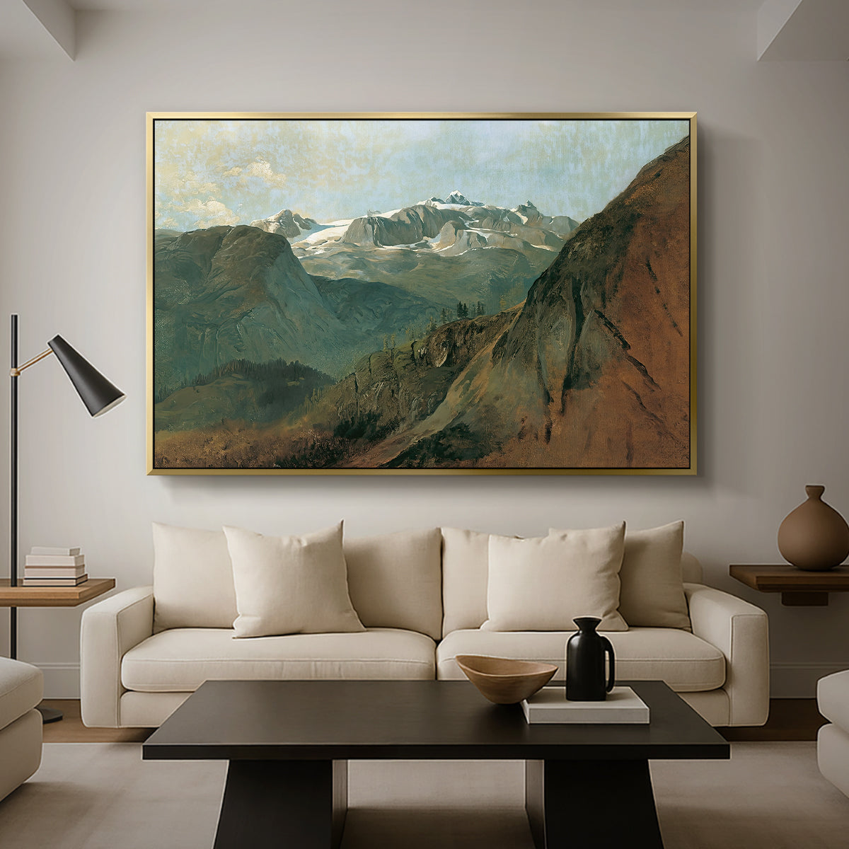 The Dachstein from the Plassen near Hallstatt, 1827 - Floater Framed Canvas Print