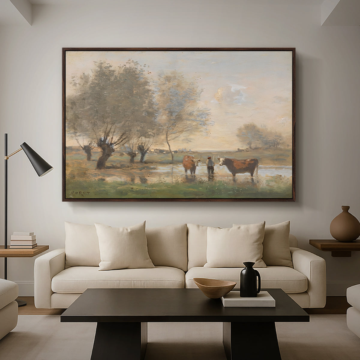 Cows in a Marshy Landscape, c. 1873-1874 - Floater Framed Canvas Print