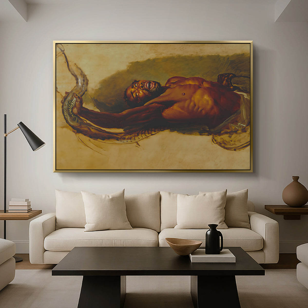 Man Struggling with a Boa Constrictor, c. 1803 - Floater Framed Canvas Print