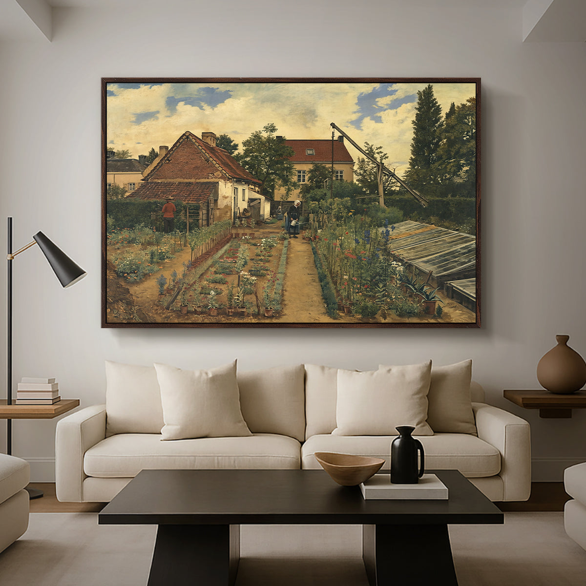 Garden of a Florist (The Flower Garden), 1864 - Floater Framed Canvas Print