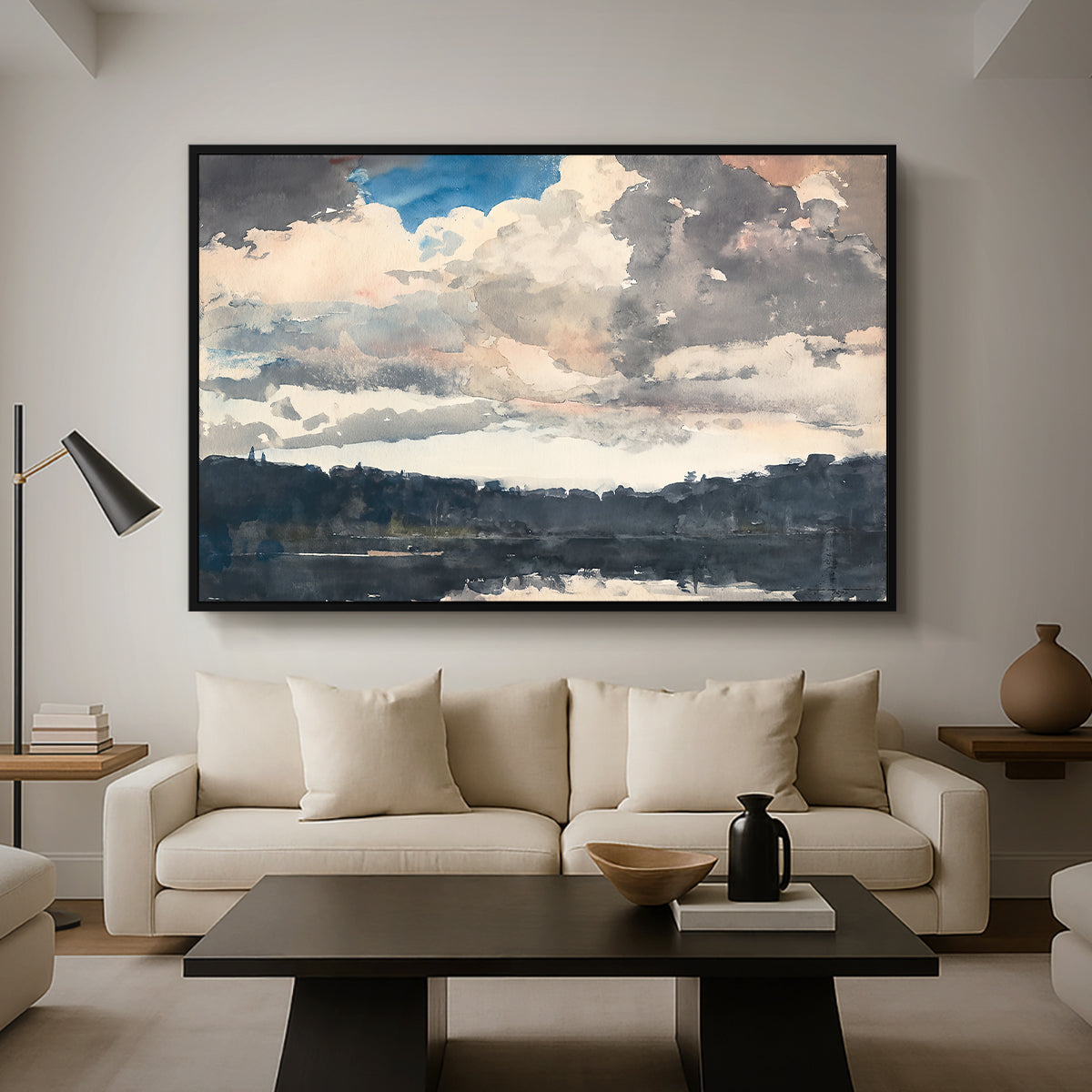 The Lone Boat, North Woods Club, Adirondacks, 1892 - Floater Framed Canvas Print