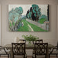 Canvas art print featuring a Mediterranean landscape with cypresses, olive trees, and rolling terrain, showcased as a statement wall artwork
