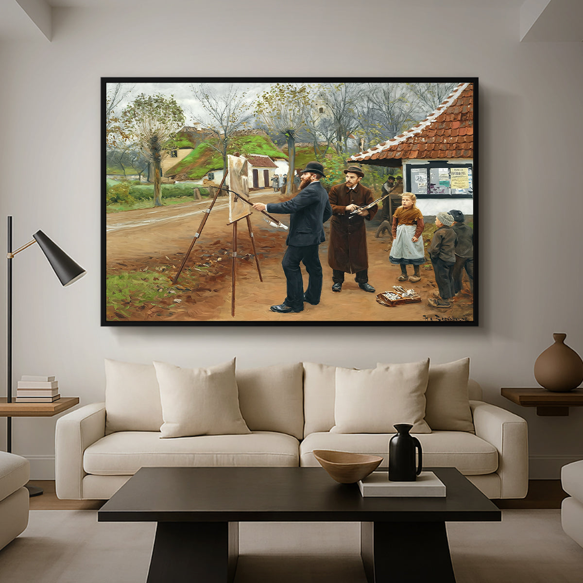 L. A. Ring Painting near Aasum Smithy, 1893 - Floater Framed Canvas Print