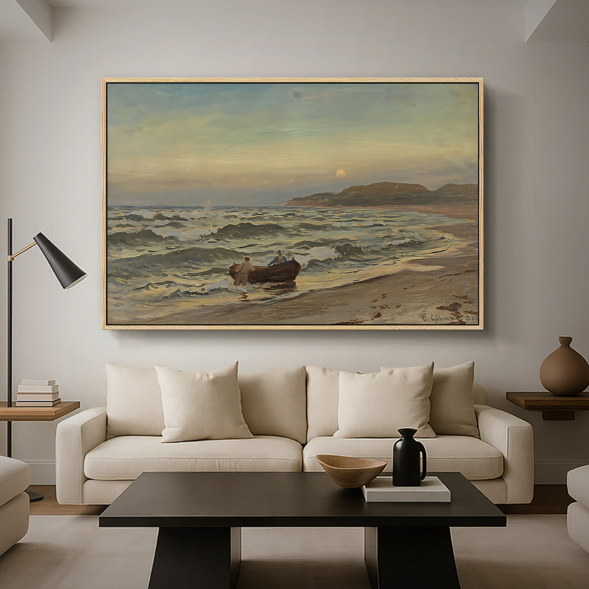 Storm at Rügen, 1882 - Floater Framed Canvas Print