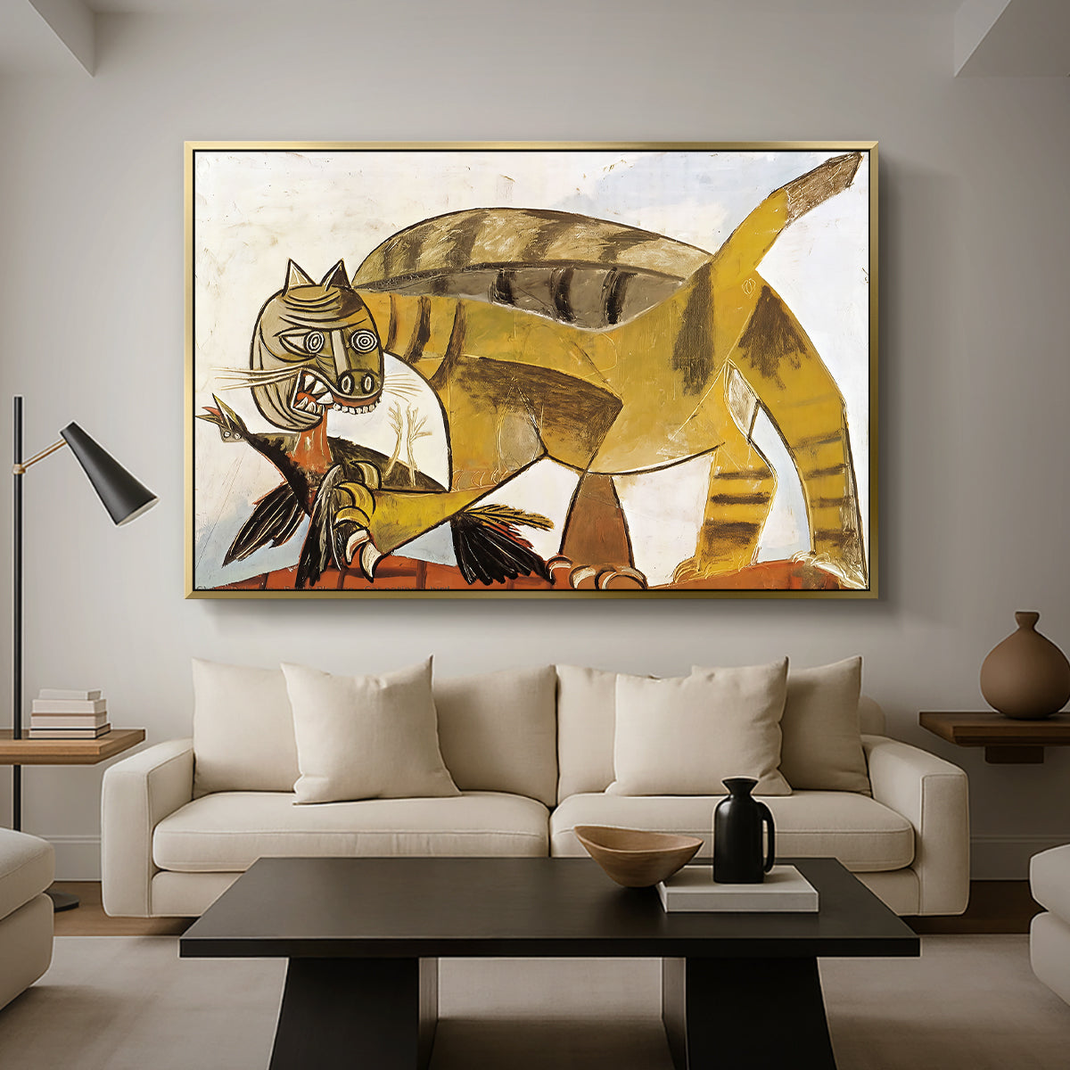 Cat Eating a Bird, 1939 - Floater Framed Canvas Print