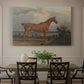 Canvas art print featuring a mounted hunter on horseback in open countryside landscape, showcased as a statement wall artwork