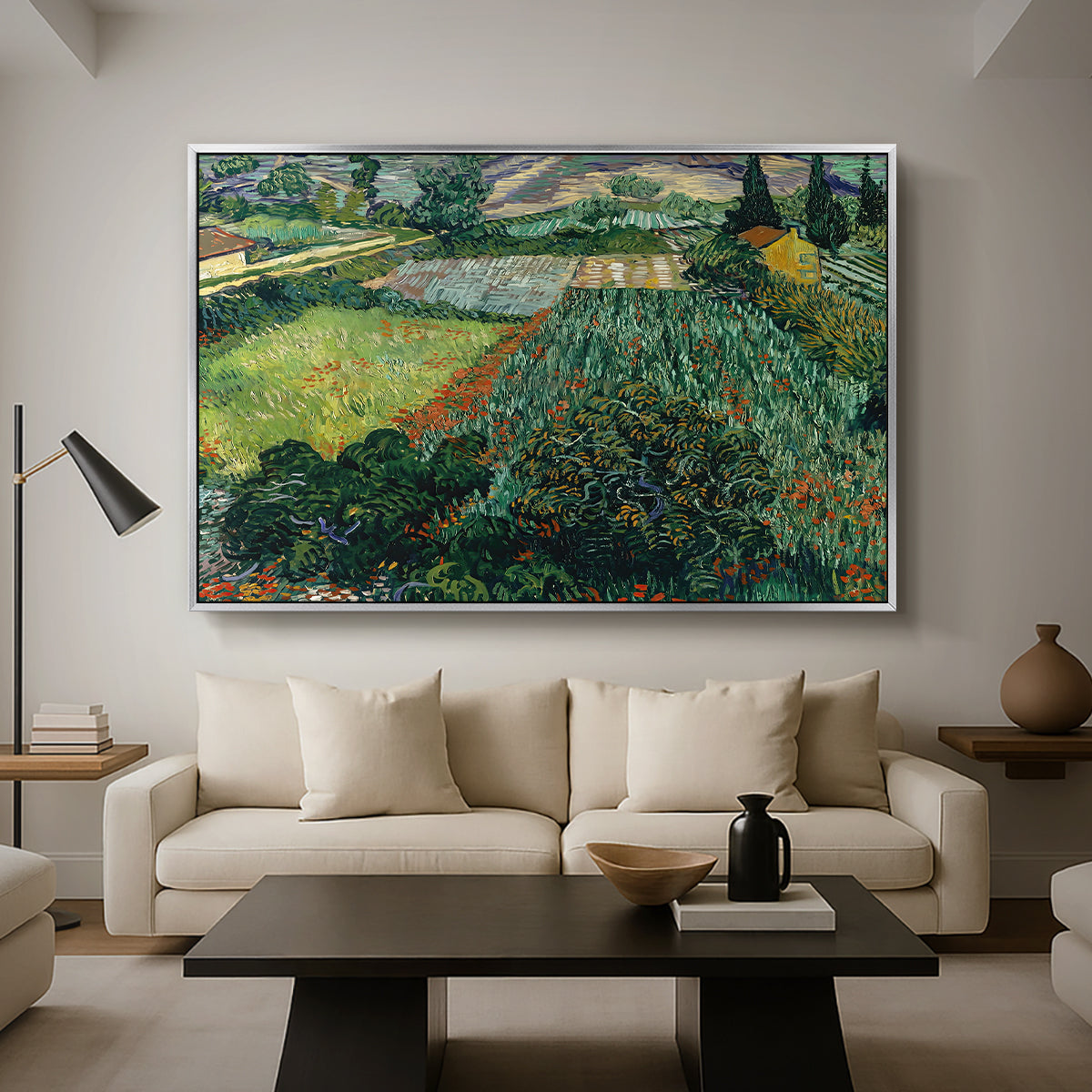 Field with Poppies, Saint-Rémy, 1889 - Floater Framed Canvas Print