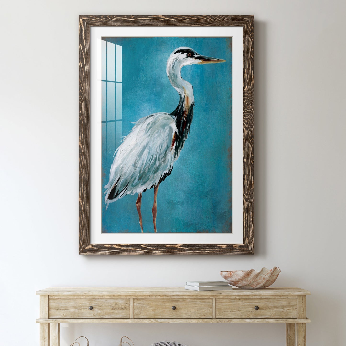 Great Blue Heron I - Premium Framed Print - Distressed Barnwood Frame - Ready to Hang