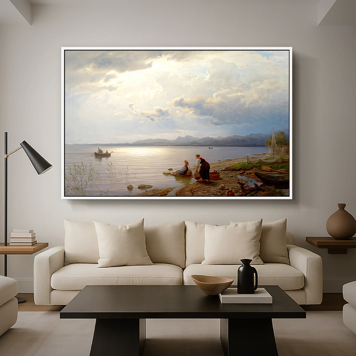 On the Banks of the Chiemsee, 1871 - Floater Framed Canvas Print